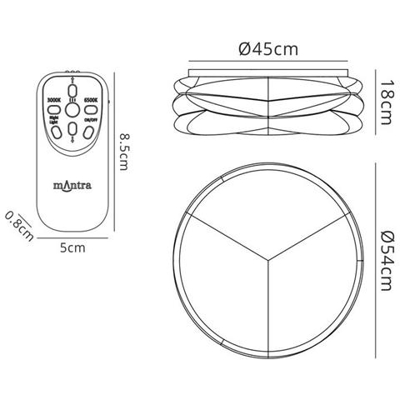 Flush Plafoniera 54cm Rotonda 55w Led 3000-6500k Regolabile, 3800lm, Telecomandobianco
