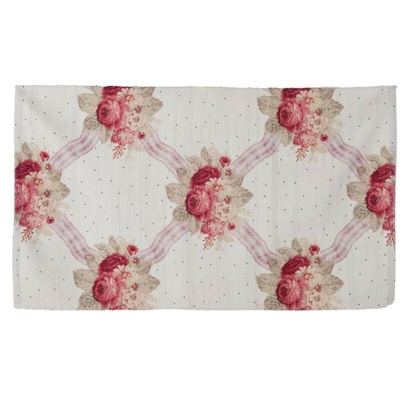Tappeto Shabby Chic stampa Floreale da Bagno Scendiletto Cucina Misure: 60 x 110 cm - Blanc Mariclò