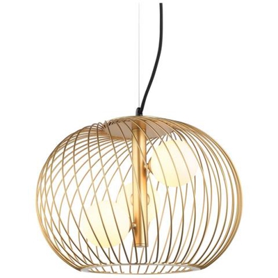 Pendente A Sospensione Moderno Dorato A 3 Luci Con Oro, Paralume Bianco, G9
