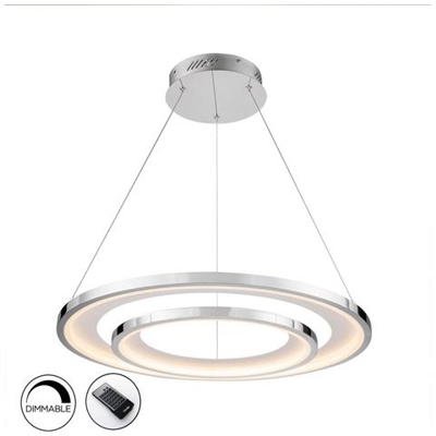 Sospensione A Soffitto Dimmerabile A Led Integrata Con Telecomando Rotondo Cromato