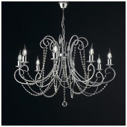 Lampadario In Ferro Cromato 8 Luci Con Strass Ottagonali Barocco en oferta