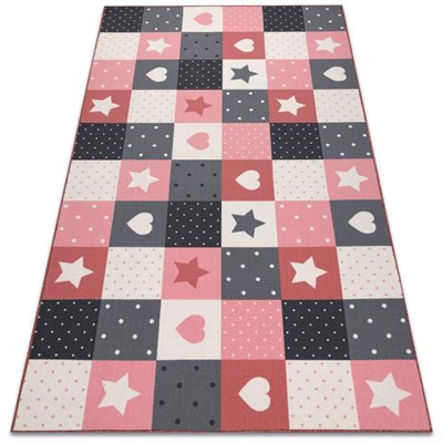 Tappeto Per Bambini Stars Stelle Rosa / Grigio Toni Rosa 200x350 Cm