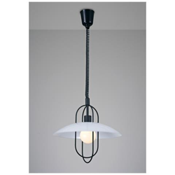 Lampadario A Soffitto Rise & Fall Dome E27, Nero Opaco, Paralume In Vetro Bianco Opalino características