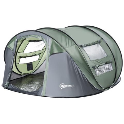 Tenda Da Campeggio Pop Up 4-5 Posti Impermeabile 2 Porte E 4 Finestre