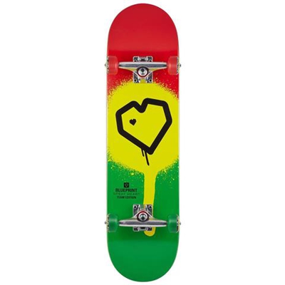 Skateboard Spray Heart V2 8.00'''' Rasta