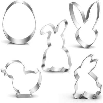 Pasqua Formine Biscotti, Decorazioni pasquali, Stampi Biscotti Pasqua, 5 Pezzi Acciaio Inox Modello Pasqua,Tagliabiscotti, Regalo Pasquale Ideale e