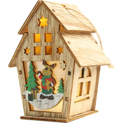 Cabina luminosa a LED Cabina luminosa fai-da-te Decorazione per albero di Natale Ornamenti appesi,doppio tetto alce grande - doppio tetto alce grande en oferta