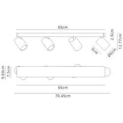 Faretto Lineare A 4 Luci Gu10, Nero Opaco en oferta