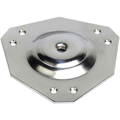 Piastra della gamba in acciaio ideale per fissare le gambe con viti metriche da 8. Altezza di 6 cm. Realizzata in acciaio con finitura cromo