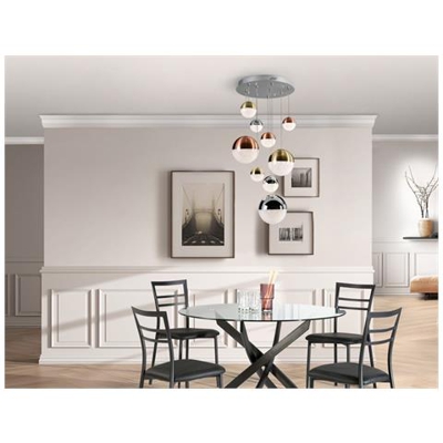 Dimmerabile A 9 Luci A Led Integrata Con Luce A Sospensione A Grappolo, Rame, Ottone Satinato, Cromo, Controllo Bluetooth