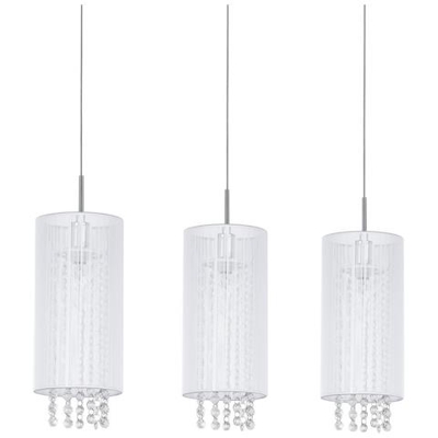Sospensione A Sospensione Bianca A 3 Luci Con Paralume In Cristallo, Attacco E14
