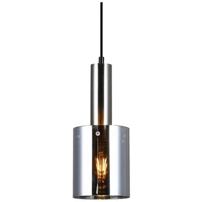 Sospensione Moderna A Sospensione Nichel Satinato 1 Luce Con Vetro, Paralume Fumè, E27