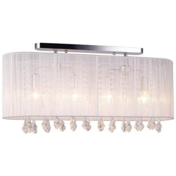Plafoniera A Filo Soffitto Bianca 4 Luci Con Paralume In Materiale, Attacco E14 en oferta