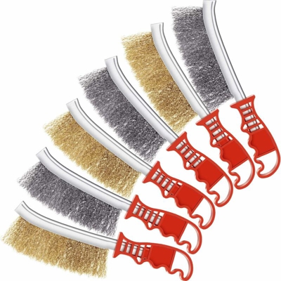 LITZEE 6 pezzi Spazzole per raschiare in metallo Spazzola in filo di ottone in acciaio inossidabile per spazzole per pulizia di scorie