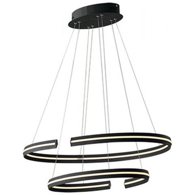 Lampadario Led Clarke Nera 75w 4500lm 4000k 80x40cm+60x30cm