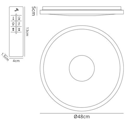 Plafoniera A Filo 48cm Rotonda 40w Led 3000-6500k Regolabile, 3200lm, Telecomando Cromato, Acrilico