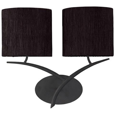 Lampada Da Parete Switched 2 Luci E27, Antracite Con Paralumi Ovali Neri