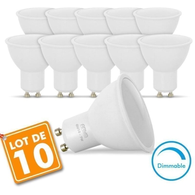 set di 10 lampadine a LED GU10 7W eq. 60W dimmerabile | Température de Couleur: 6000K bianco freddo