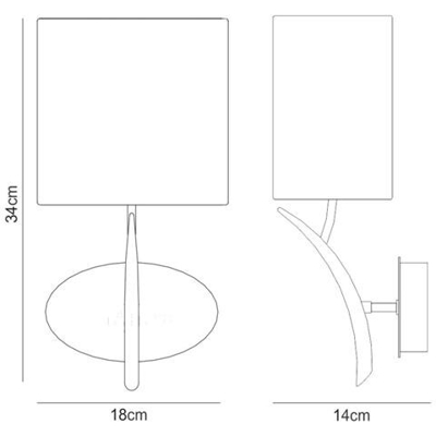 Applique Switched 1 Luce E27, Cromo Lucido Con Paralume Ovale Nero