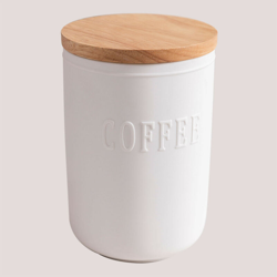 Barattolo di caffè Treska Bianco Cerámica - Madera de Caucho - Sklum en oferta