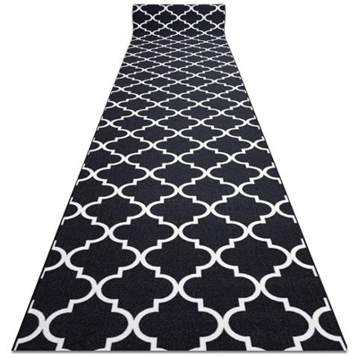 Passatoia Gommata Marocco Trifoglio 120 Cm Nero Trellis 30350 Nero 120x660 Cm
