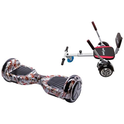 Pacchetto Di Smart Balance Hoverboard 6.5 Pollici, Regular Tatuaggio + Hoverseat Con La Spugna, Motore 700 Wat, Bluetooth, Led