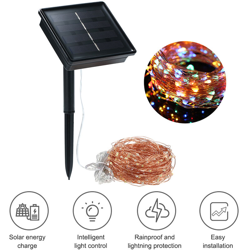 Ghirlanda solare 200 luci filo di rame colore 8 modalita precio