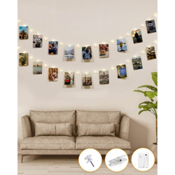 Luci Per Foto, 5M 50LED Lucine Led Decorative Per Camere Filo Per Foto Con Mollette Luci Led Foto Clip Filo Appendi Foto 30 Clip Luci Decorative precio
