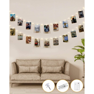 Luci Per Foto, 5M 50LED Lucine Led Decorative Per Camere Filo Per Foto Con Mollette Luci Led Foto Clip Filo Appendi Foto 30 Clip Luci Decorative