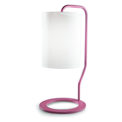 Abat-jour lam trendy 8170 1l 44cm e14 led moderna cilindro tessuto ignifugo lampada tavolo interno, finitura metallo viola precio