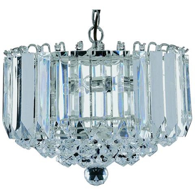 Sospensione A Soffitto A 4 Luci Cromata Con Cristalli, Attacco E14