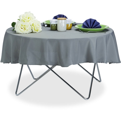 Tovaglia da tavola idrorepellente poliestere stirabile copritavolo da giardino tondo D: 140 cm grigio