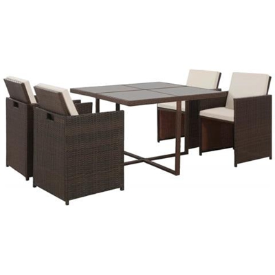 Set Da Pranzo Da Giardino 13 Pz In Polyrattan Marrone
