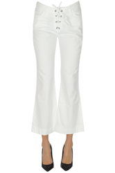 Cropped cotton trousers en oferta