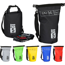 Zaino impermeabile Ocean Pack 5L borsa stagna ultraleggera sacca dry bag da kajak vela sci snowboard nero precio