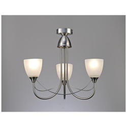 Sospensione A Soffitto 3 Luci E14 Nichel Satinato, Vetro Opalino en oferta
