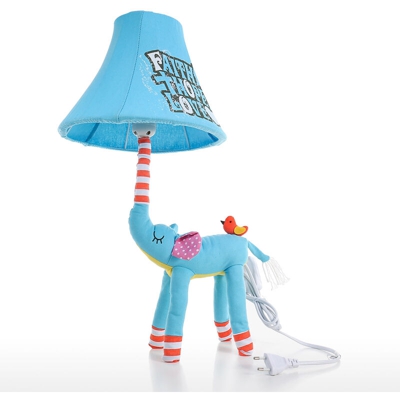 Lampada da tavolo a forma di elefante dal naso lungo, standard europeo blu
