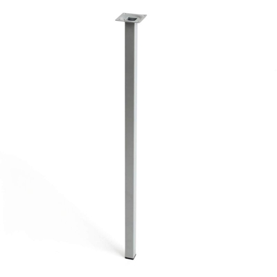 gamba quadrata stile moderno per tavoli. Altezza di 70 cm. Realizzata in acciaio con finitura cromo opaco. Per il bricolage e il DIY. Misure