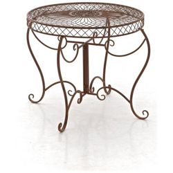 Tavolino Tavolo Stile Romantico Cp297 Ferro Rotondo 88x69cm Marrone en oferta