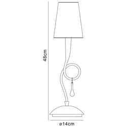 Lampada Da Tavolo 1 Luce E14, Verniciata Oro Con Paralume Crema E Goccioline Di Vetro Ambra características