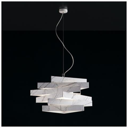 Sospensione In Ferro Laccato Bianco Con Rivestimento In Pvc Effetto Marmo Cm 60 en oferta