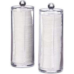 Dispenser per Dischetti di Cotone, Set da 2, Cilindro con Coperchio, per 50 Pads, HxD: 19x6,5 cm, Trasparente precio
