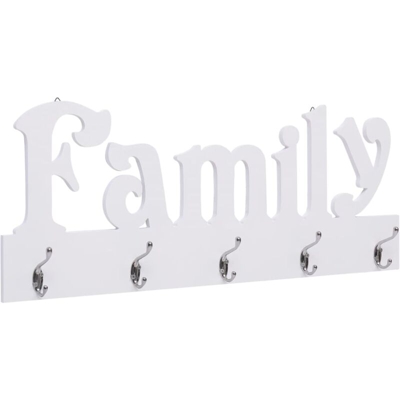 Appendiabiti a Muro FAMILY 74x29,5 cm - Bianco - Vidaxl