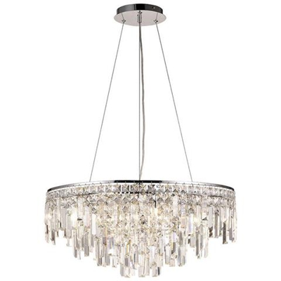 Soffitto Pendente Tondo 8 Luci G9 Cromo Lucido, Cristallo