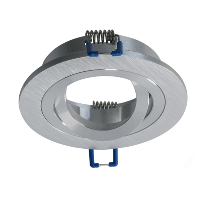 Porta faretto incasso orientabile tondo alluminio spazzolato GU10 foro 8cm