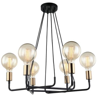 Lampadario Moderno A Sospensione Bronzo, Nero A 6 Luci, Attacco E27