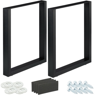 Gambe da Tavolo Industrial, Set da 2, LxH: 60 x 72 cm, Piedi per Mobili, Struttura in Ferro, Tavolino, nero