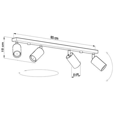 4 Luci Spotlight Bar Grigio, Gu10