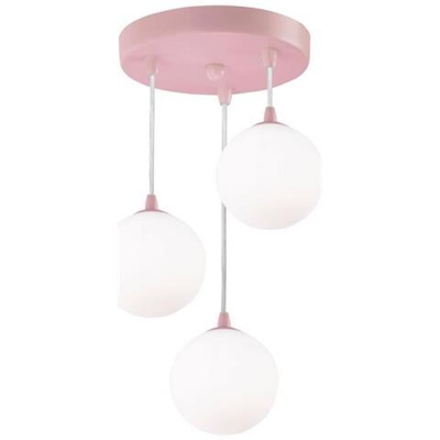 Lampada A Sospensione A 3 Luci, Rosa Con Vetro Opalino