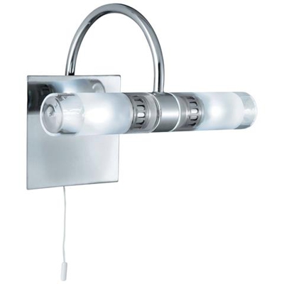 Applique Da Parete Per Bagno A 2 Luci Cromo, Vetro Ip44, G9